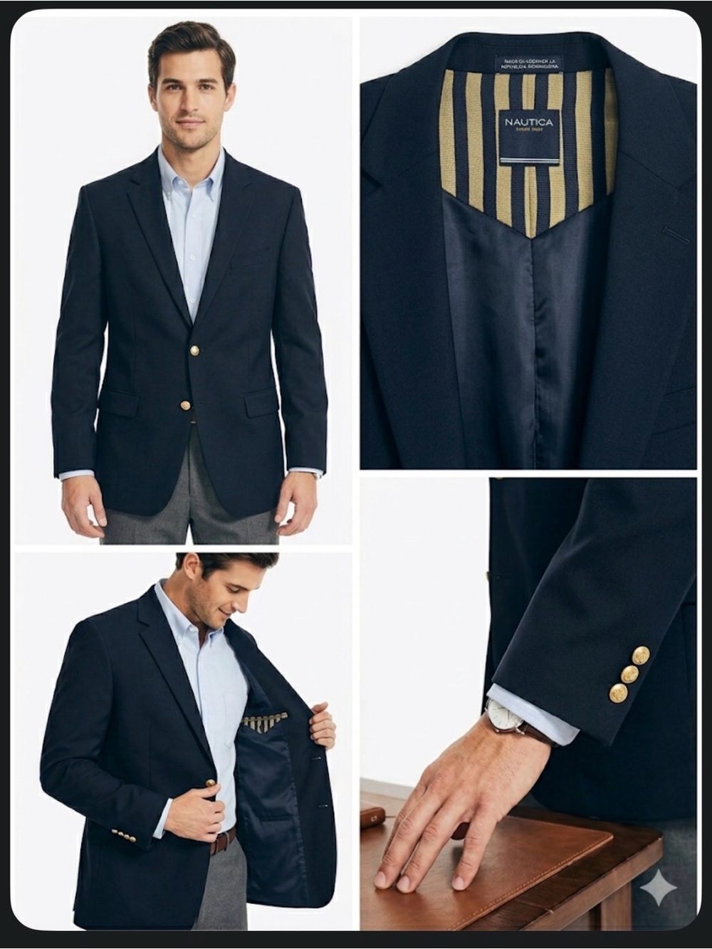 Nautica Men's/Boys Navy Blue Blazer Gold Buttons Like New - Size 18R